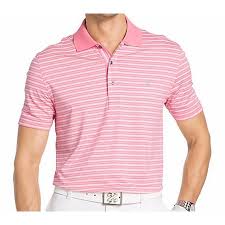 Izod New Pink Lemonade Mens Size Medium M Striped Polo Golf Shirt
