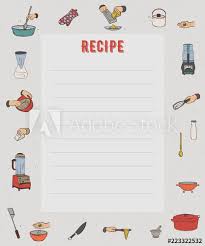 Recipe Card Cookbook Page Design Template With Kitchen Utensils