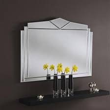 art deco glass framed mirror 109 x 76cm