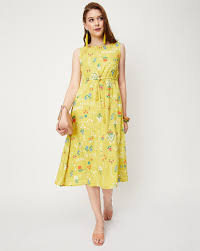 max fl print a line dress for women yellow m