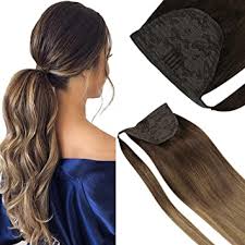 Traditionally, ombre hair is usually darker hair on top, with a transition to lighter hair at the bottom. Amazon Com Vesunny Ombre Clip In Ponytail Hair Extensions Remy Human Hair 18inch Silky Straight Wrap Around Ponytail Balayage Brown Ombre Blonde Highlights Ponytail 80g Beauty