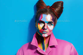 model with a creative pop art makeup on