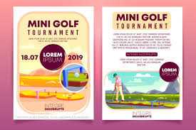 Mini Golf Tournament Cartoon Promo Brochure Invitation