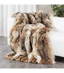 full pelt coyote fur blanket for
