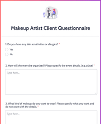makeup artist client questionnaire form