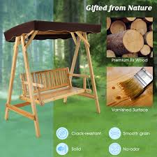 Patio Wooden Swing Bench Chair With