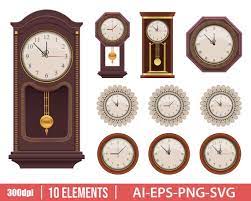 Vintage Wall Clock Clipart Vector