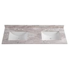 Get free shipping on qualified double sink bathroom vanities or buy online pick up in store today in the bath department. Home Decorators Collection 61 In W Stone Effects Double Sink Vanity Top In Winter Mist Se6122r Wm The Home Depot Double Sink Vanity Double Sink Vanity Top Double Vanity Tops