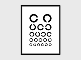 Japanese Eye Chart Print Pop Art Landolt C Vision Test Poster White