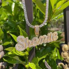 iced out custom name necklace hip hop