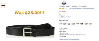 Dockers Mens Leather Casual Belt Black Roller A Better