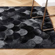 scallop black hide area rug 10 x14