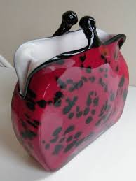 murano art glass vase vintage purse