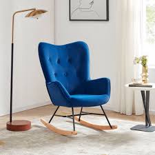 belleze mid century modern rocking chair upholstered velvet armchair with tufte