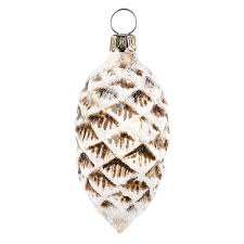 Glass Ornament Cone With Snow Antique