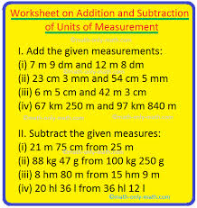 subtraction of units of measurement