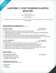 Resume Sample For Factory Worker Foodcity Me