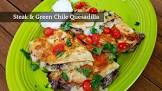 beef and green chile quesadillas