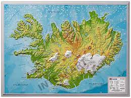 Karte der wichtigsten attraktionen reykjavíks. 3d Relief Karte Island 39 X 29cm