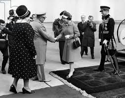 President Josip Broz Tito (1892-1980) and his wife (Jovanka Broz) greeting  Queen Elizabeth II (b