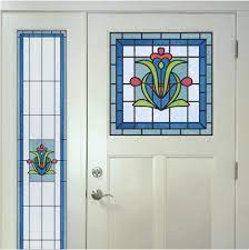 Sapphire Art Deco Stained Glass Window