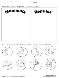 Mammals And Reptiles Cut And Paste Worksheet