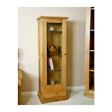 solid oak display cabinet with glass