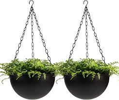 String of pearls senecio rowleyanus like many species of senecios, senecio rowleyanus forms very long trailing stems, developing numbers of little round leaves in the size of a pearl. Abetree 10 Inch Metal Hanging Planters For Indoor Plants With Hooks Large Boho Ceiling Mount Minimalist Modern Round Flower Pots Outdoor Planters For Balcony Home Decor Set Of 2 Black Amazon Ca