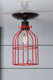 Industrial Lighting Red Cage Light Ceiling Mount