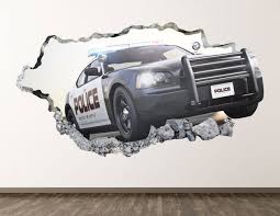 Police Patrol Wall Decal Chasing Car 3d