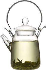 elegant glass teapot handle heat