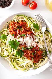 paleo spaghetti bolognese with zucchini