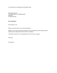 Sample Professional Resignation Letter Template Standard Resignation