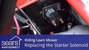starter solenoid on a riding lawn mower