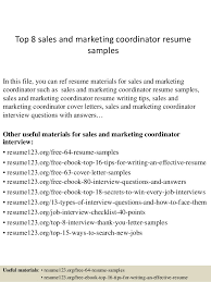 Top 8 Sales And Marketing Coordinator Resume Samples
