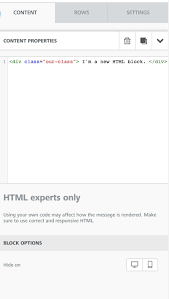 how to use the html block email