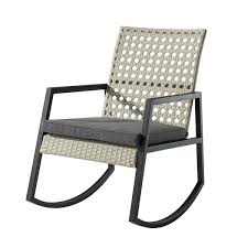 Grey Rattan Modern Patio Rocking Chair