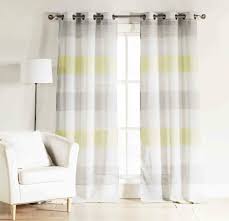 The curtains can be used on a curtain rod or a curtain track. Bathroom And More Set Two 2 Gray Yellow White Sheer Window Curtain Panels Cabana Stripe Grommets Panel Pair 2 96 Long My Infinity Store