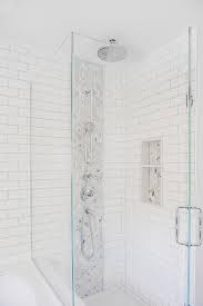 White Glass Shower Accent Tiles Design