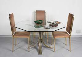 Octagonal Dining Table In Brass Chrome