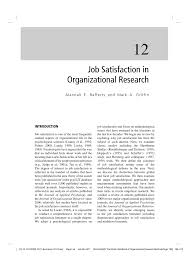 Pdf Job Satisfaction In Organizational Research