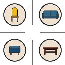 Color Icons Set Pictogram Furniture