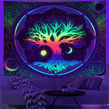 tree fluorescent tapestry wall hanging