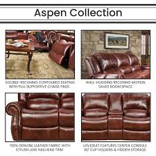 genuine leather oxblood living room set