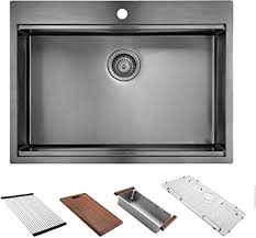 Check spelling or type a new query. Amazon Com 30 X 22 Drop In Kitchen Sink Hercate Stainless Steel Sink Drop In Workstation Sink Topmount Single Bowl Sink With All Sink Accessories Gunmetal Black Everything Else