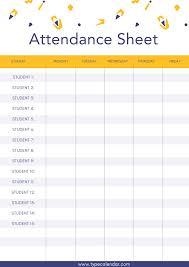 free printable attendance sheet