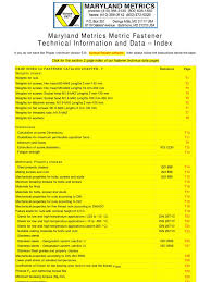 Maryland Metrics Fastener Technical Data Docshare Tips