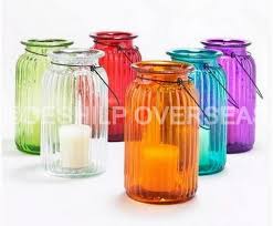 Candle Glass Colorful T Light Hanging
