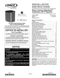 Lennox International Inc Heat Pump 506586 01 Users Manual