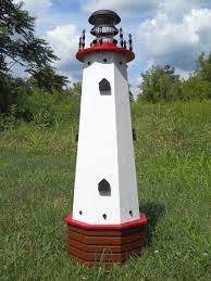 Solar Lighthouse Wooden Decorative Lawn